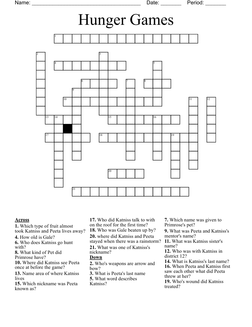 Hunger Games Crossword