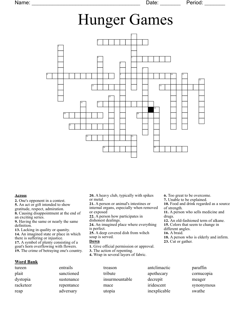 Hunger Games Crossword