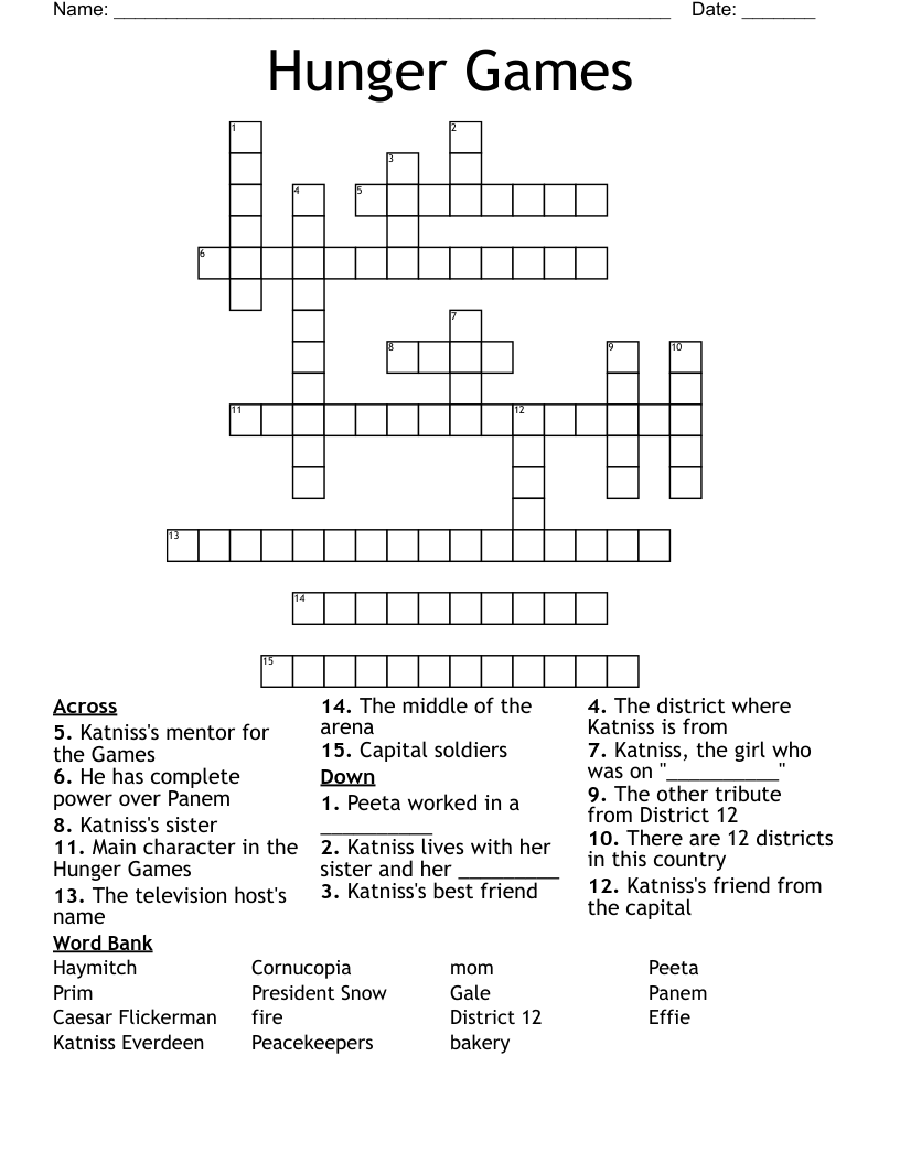 Hunger Games Crossword