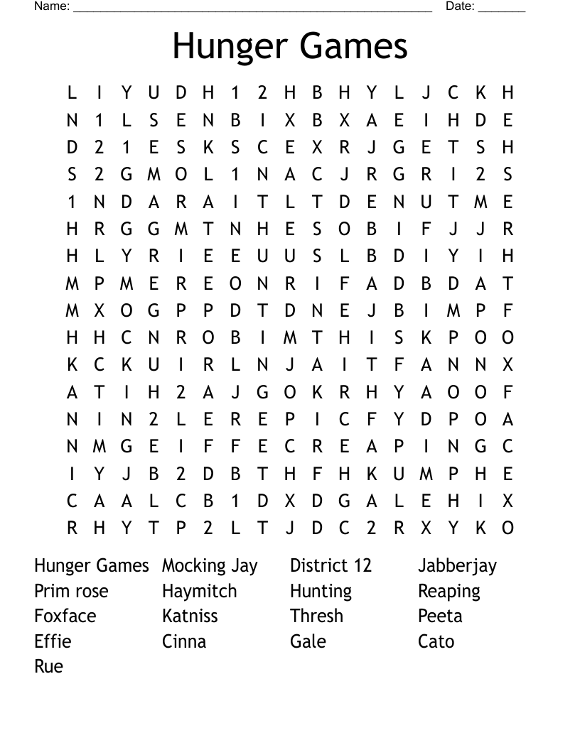 Hunger Games Word Search