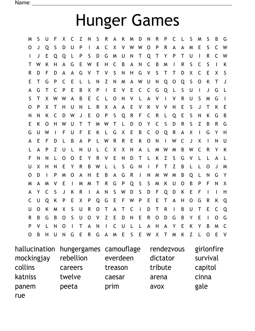 Hunger Games Word Search