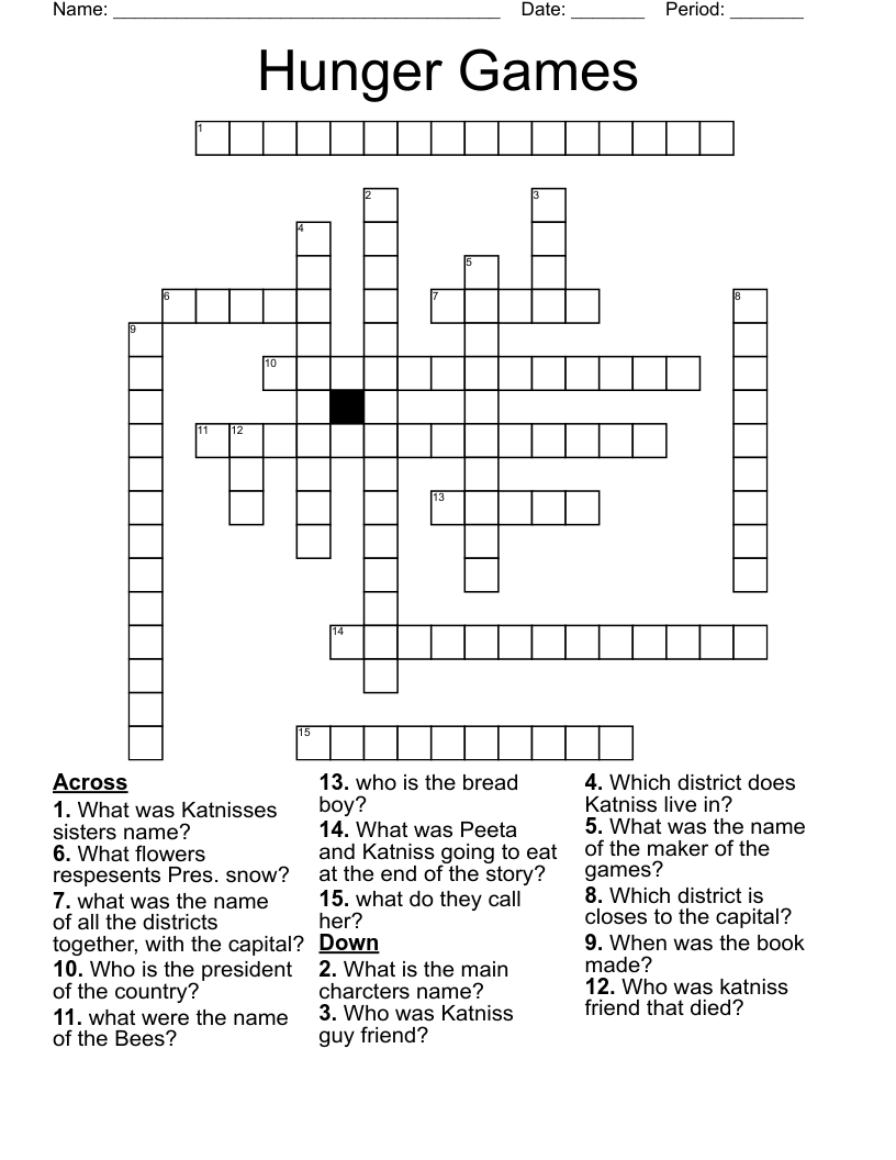 Hunger Games Crossword