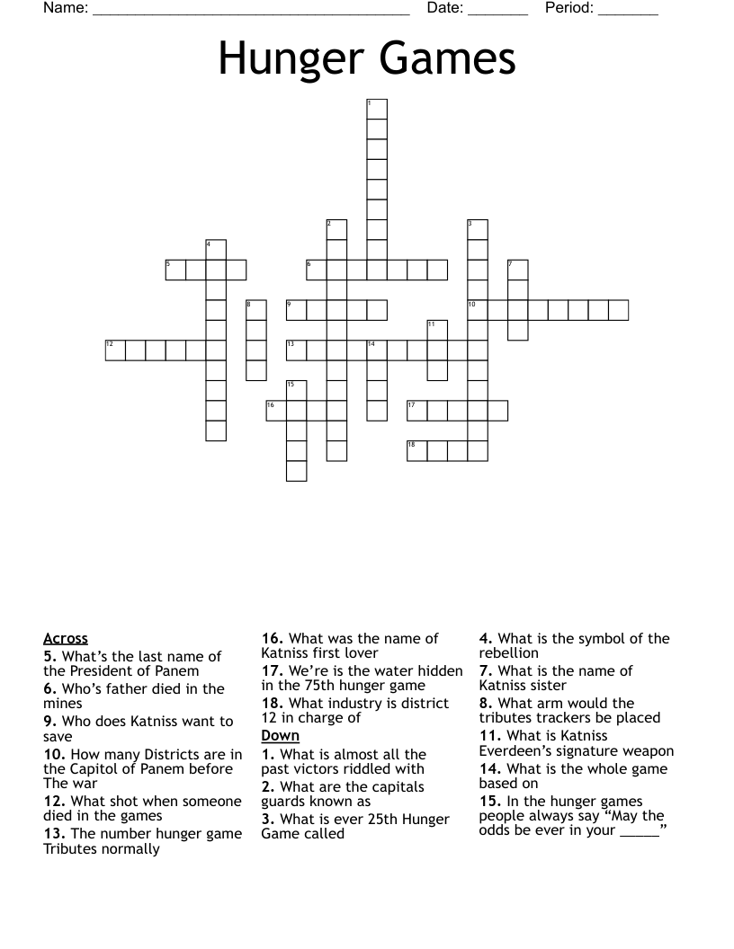 Hunger Games Crossword