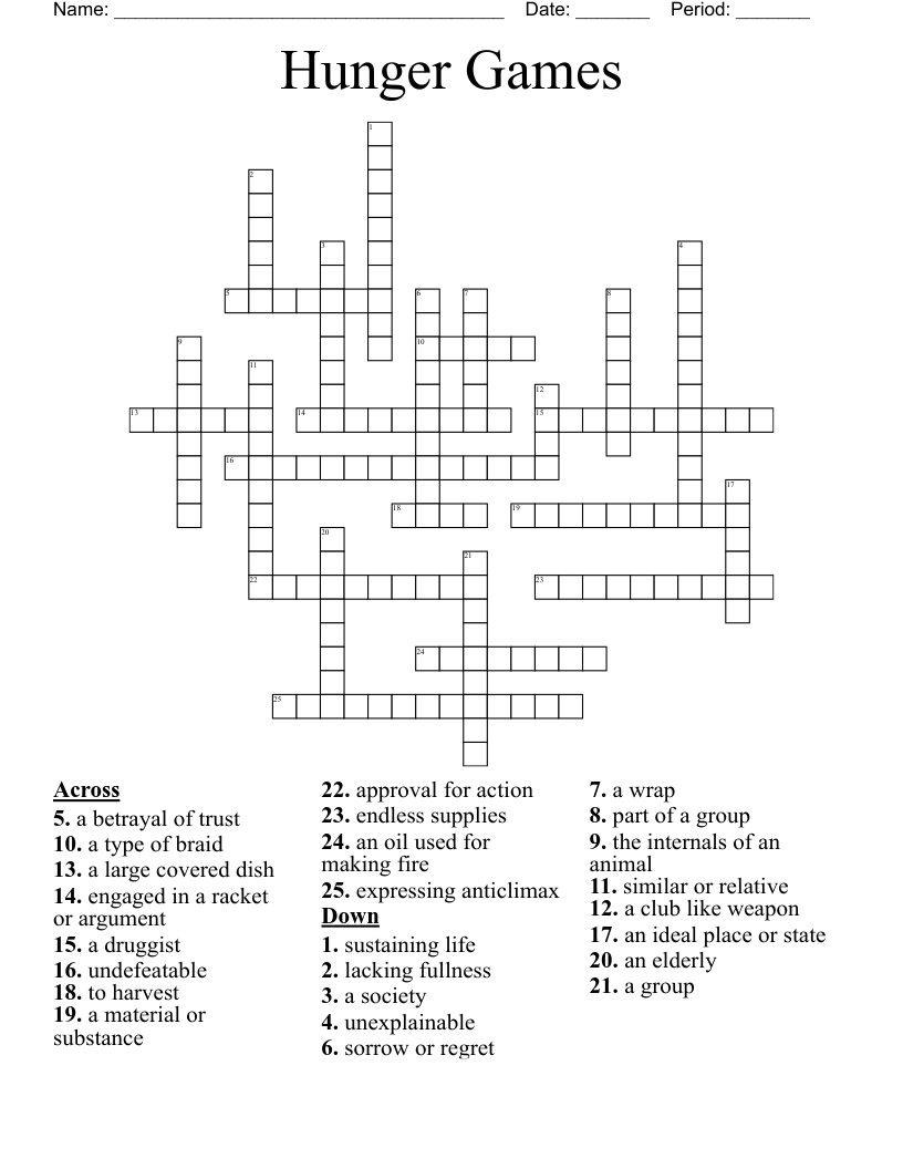 Hunger Games Crossword
