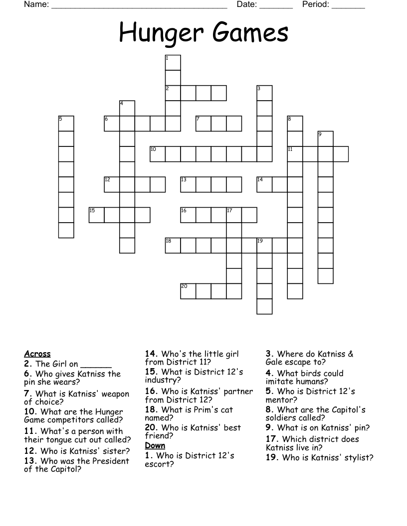 Hunger Games Crossword