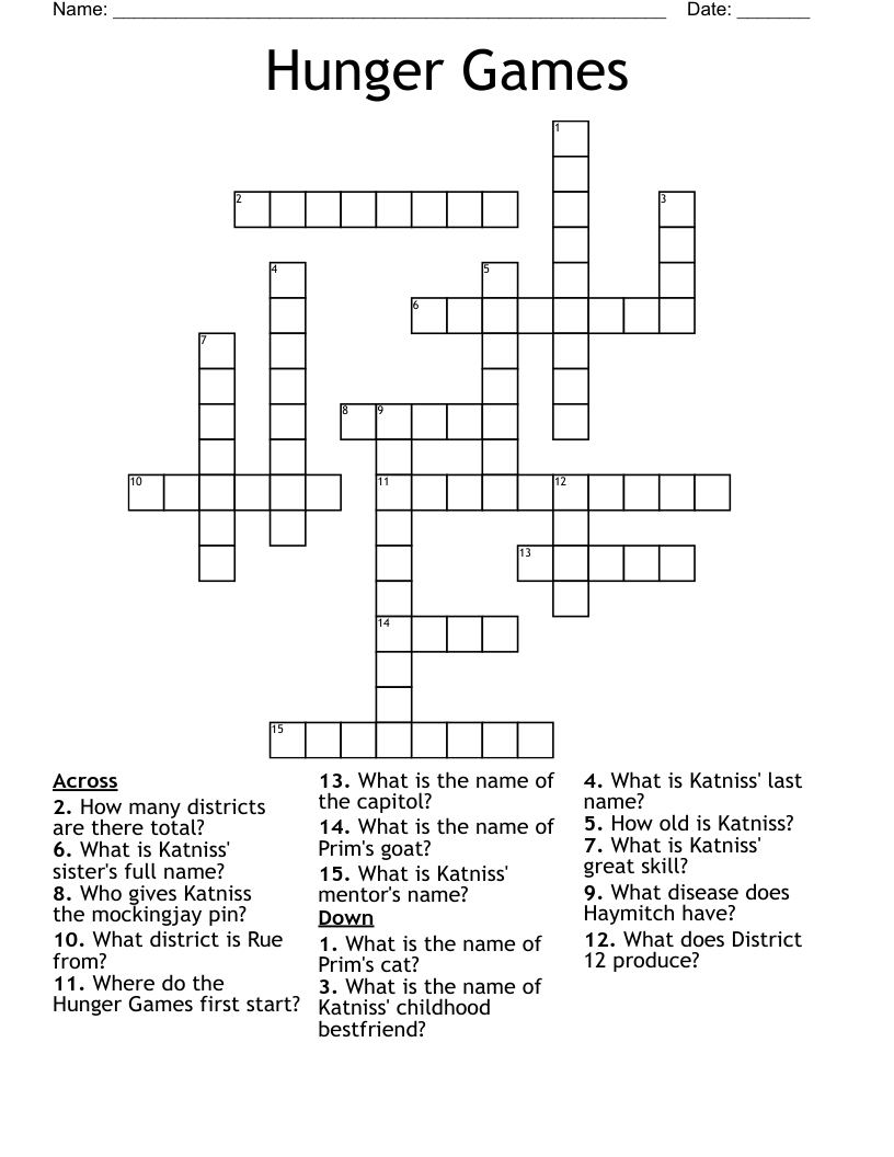 Hunger Games Crossword