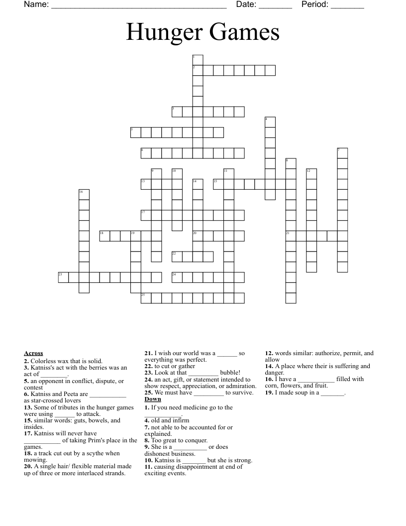 Hunger Games Crossword
