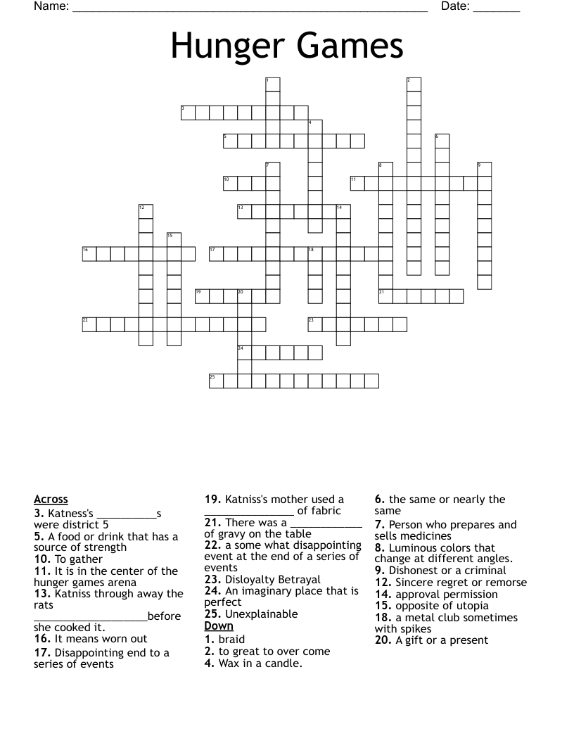 Hunger Games Crossword