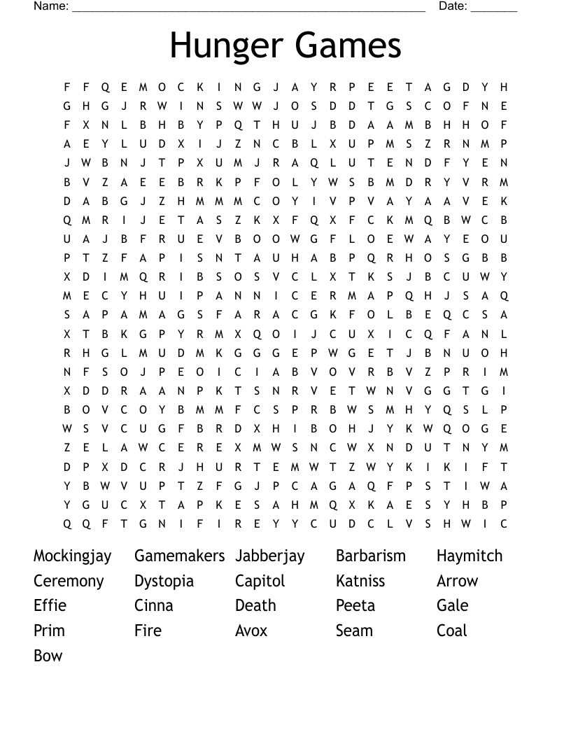 Hunger Games Word Search