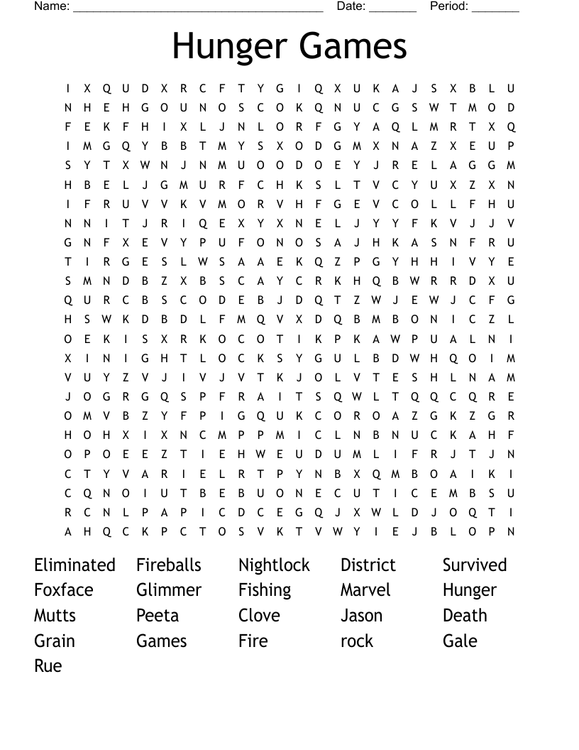 Hunger Games Word Search