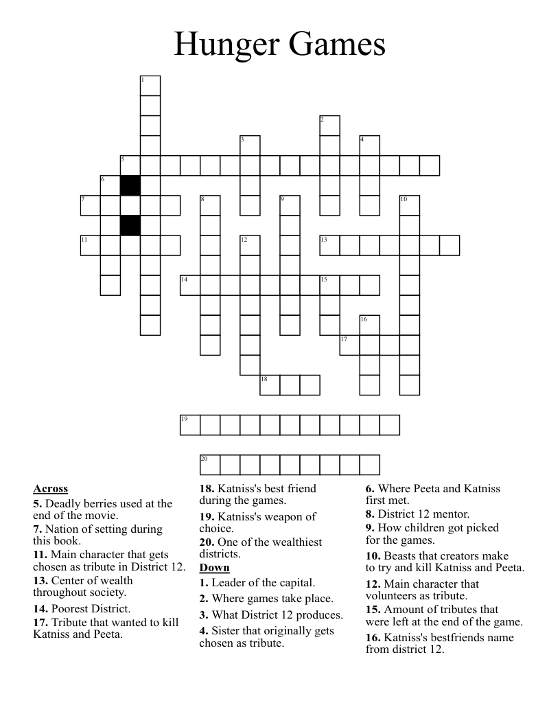 Hunger Games Crossword