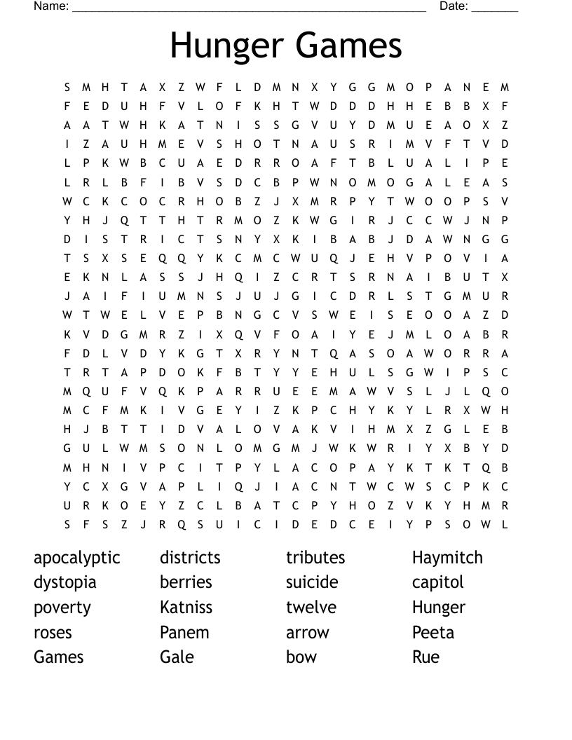 Hunger Games Word Search
