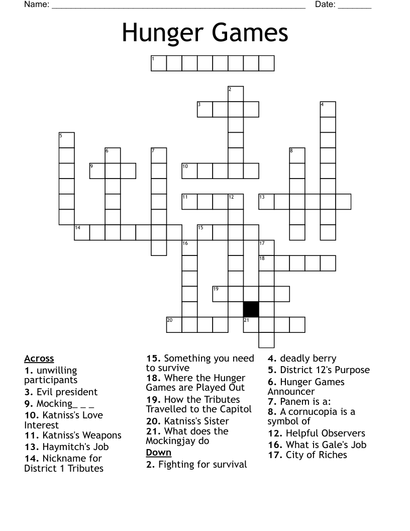 Hunger Games Crossword