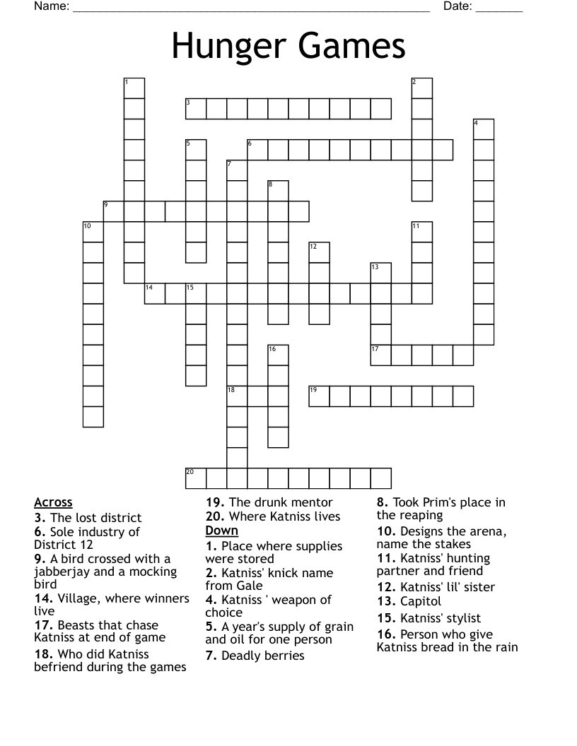 Hunger Games Crossword