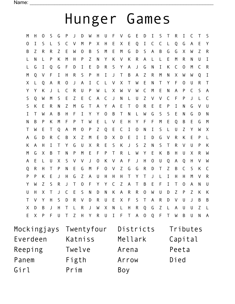 Hunger Games Word Search