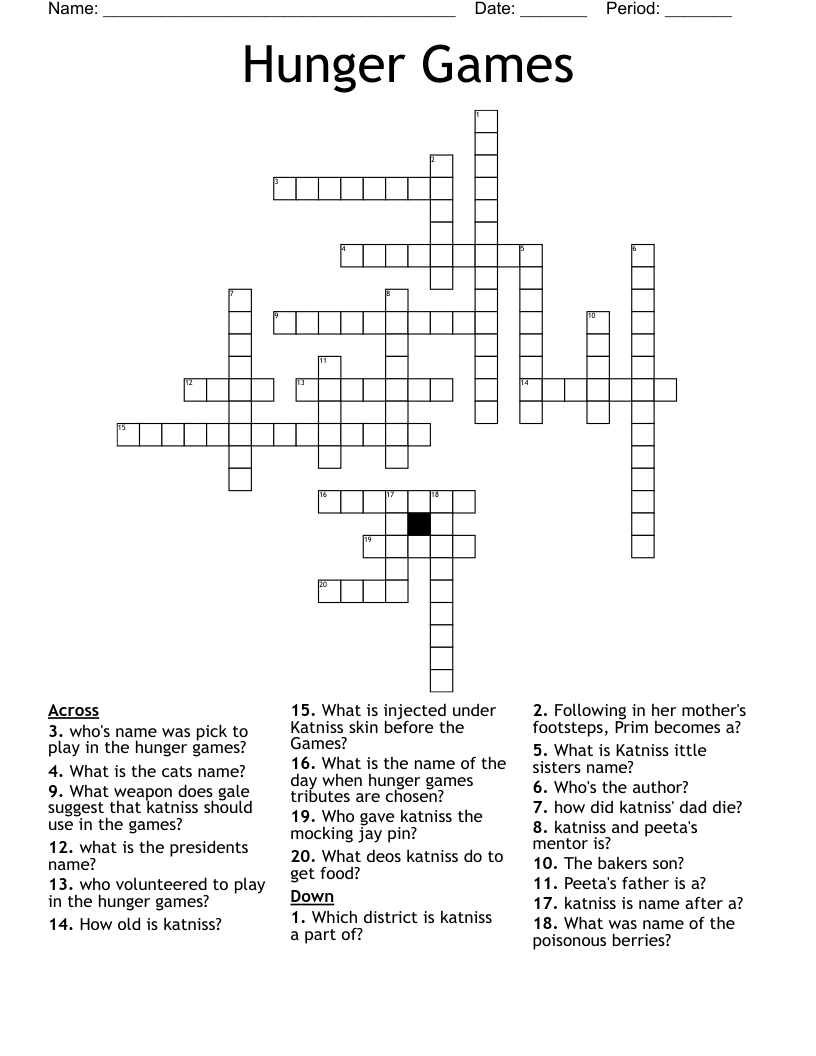 Hunger Games Crossword