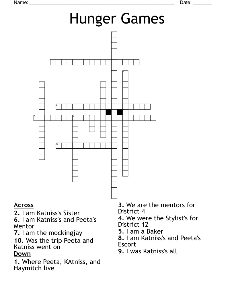 Hunger Games Crossword