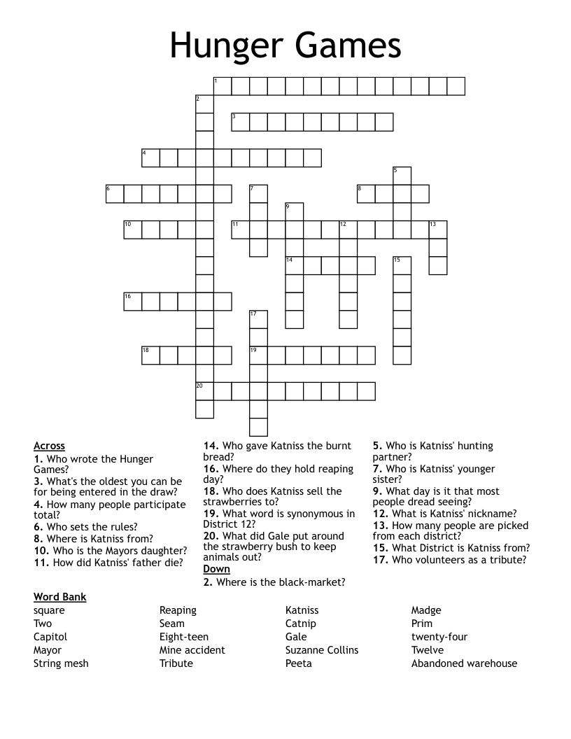 Hunger Games Crossword