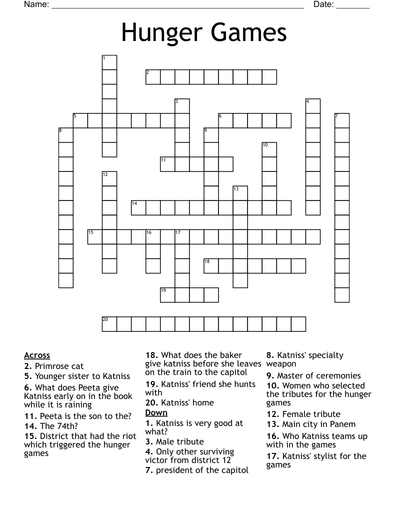 Hunger Games Crossword