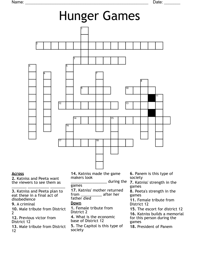 Hunger Games Crossword