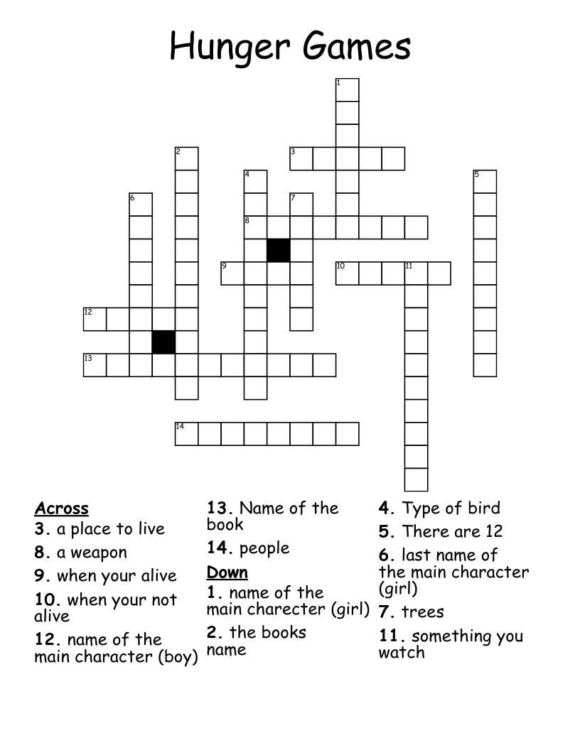 Hunger Games Crossword