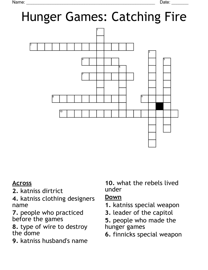Hunger Games: Catching Fire Crossword