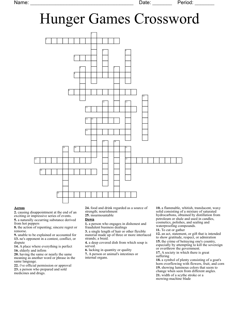 Hunger Games Crossword