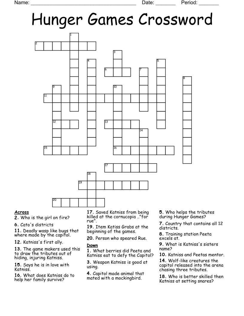 Hunger Games Crossword