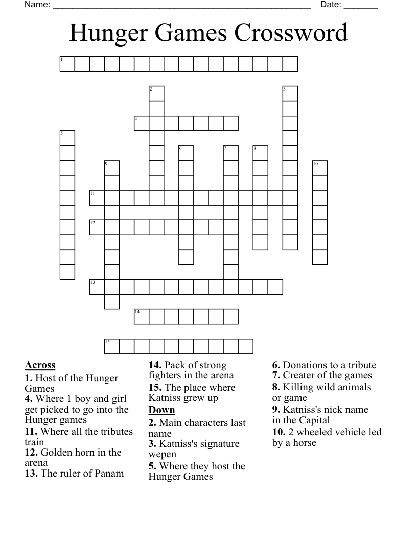 Hunger Games Crossword