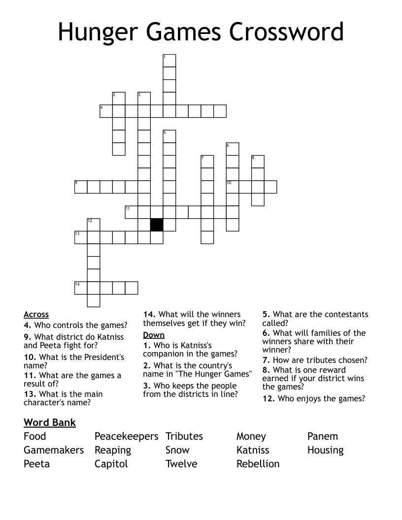 Hunger Games Crossword