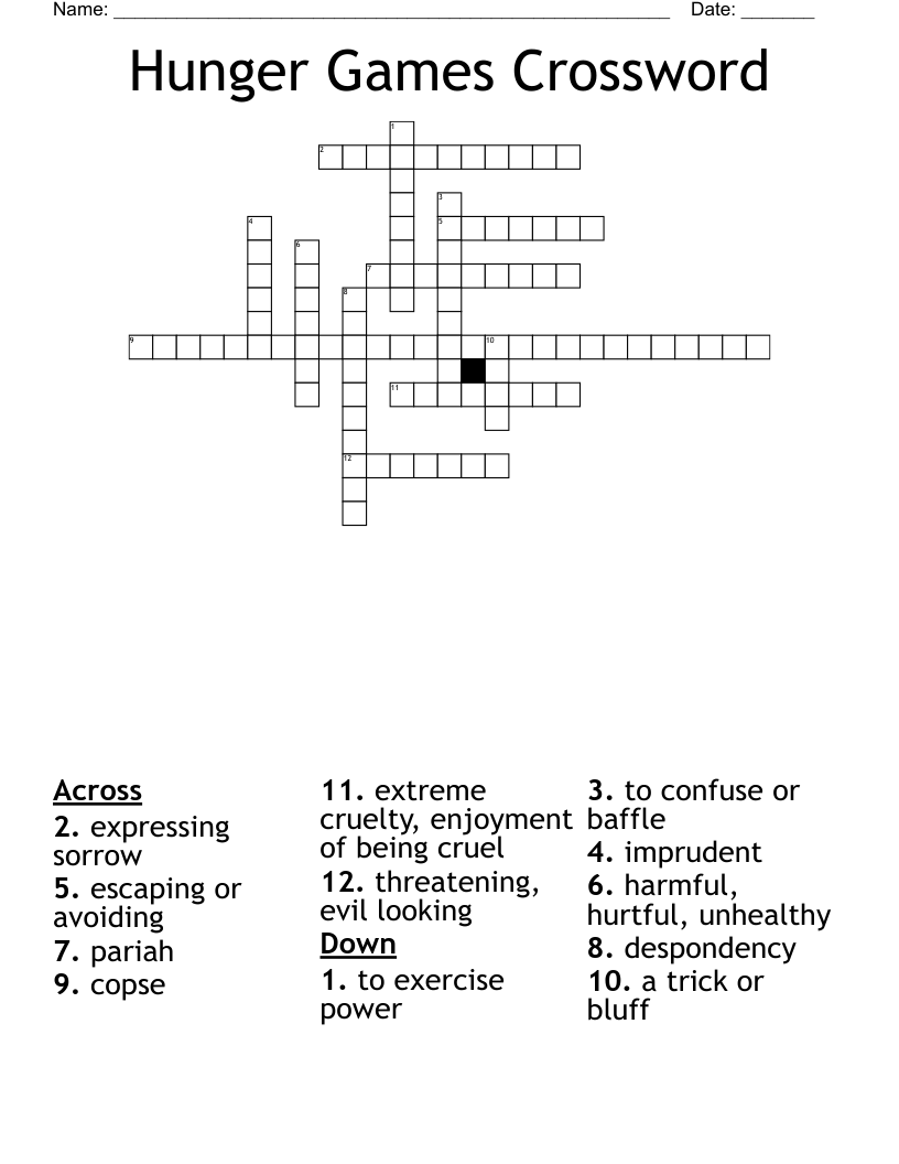Hunger Games Crossword