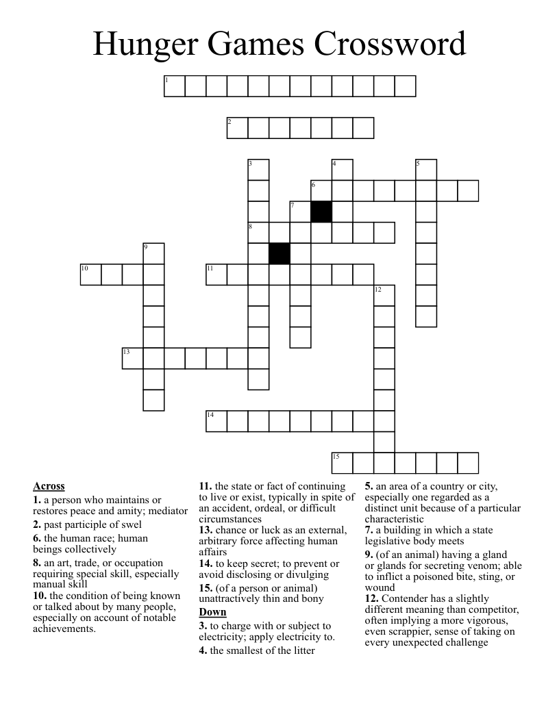 Hunger Games Crossword