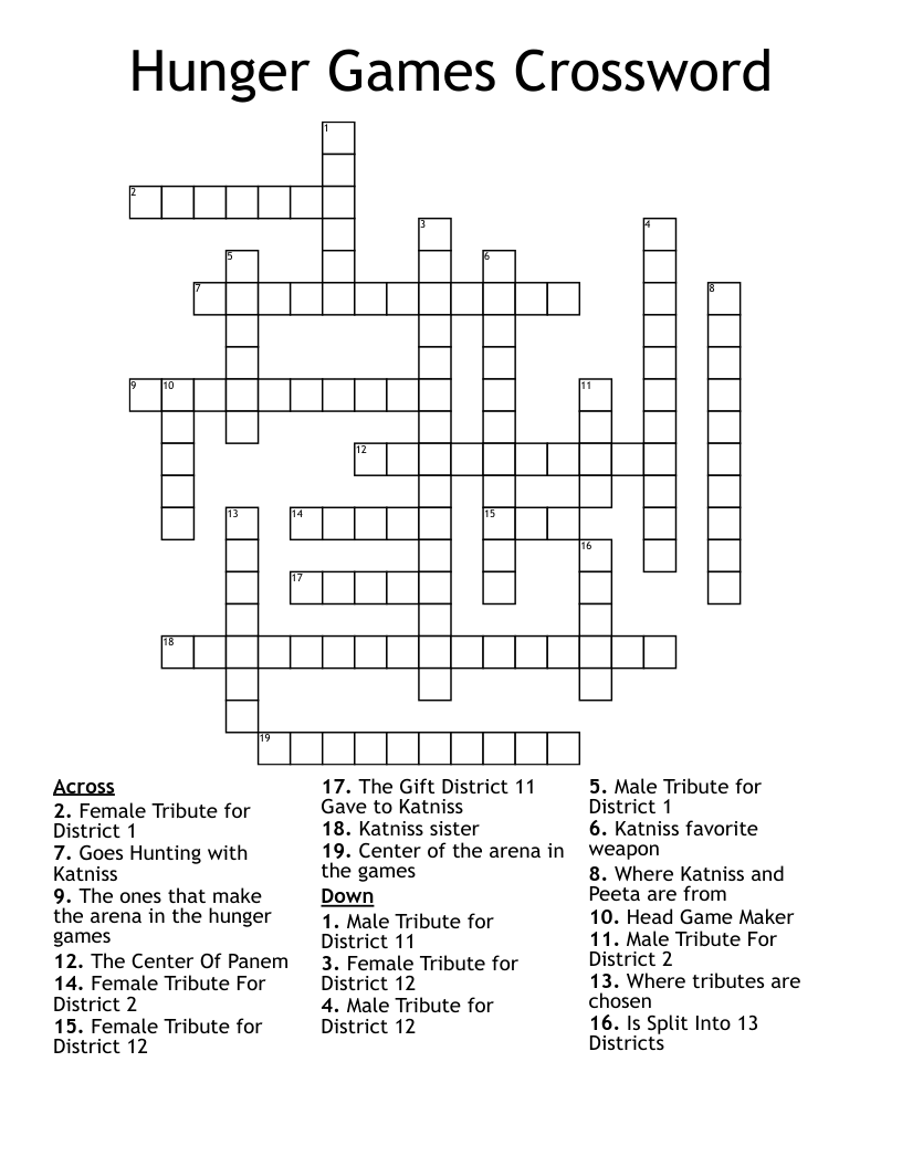 Hunger Games Crossword