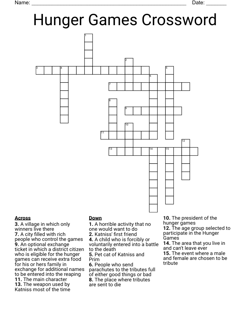 Hunger Games Crossword