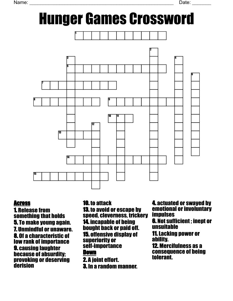 Hunger Games Crossword