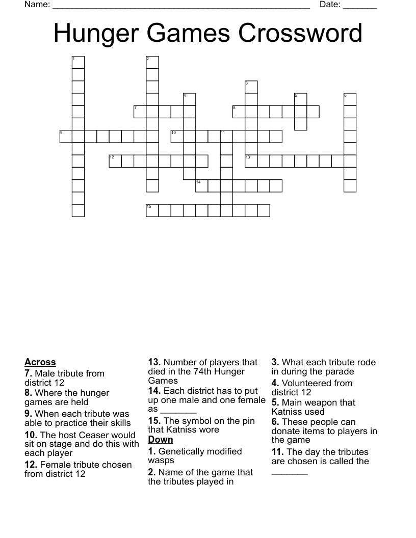 Hunger Games Crossword