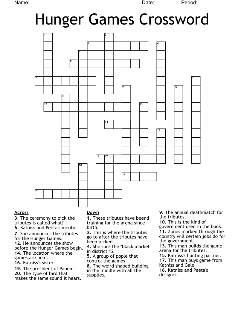 Hunger Games Crossword