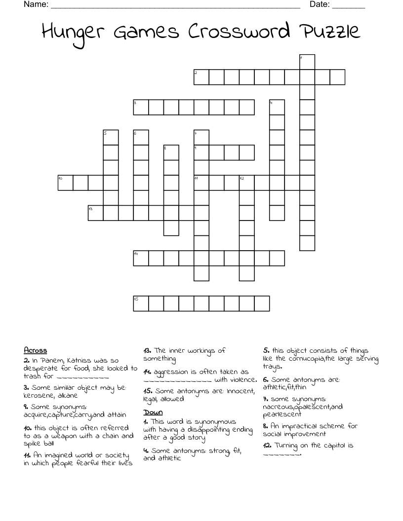 Hunger Games Crossword Puzzle