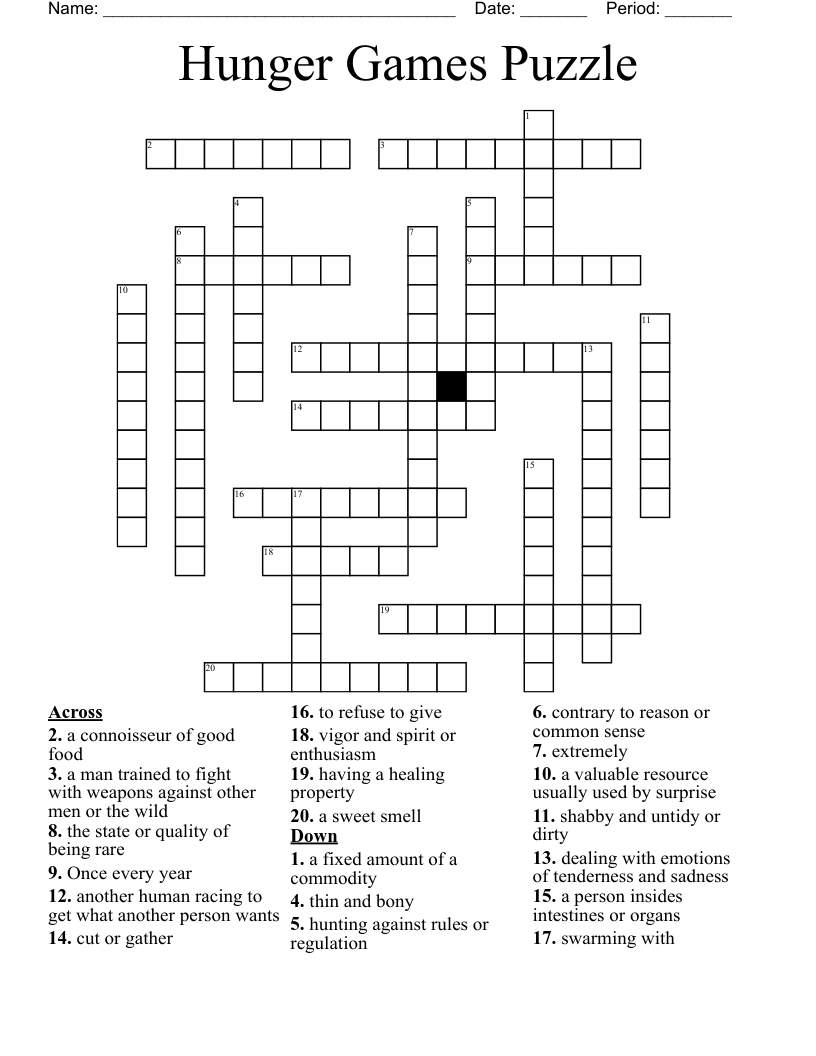 Hunger Games Puzzle Crossword