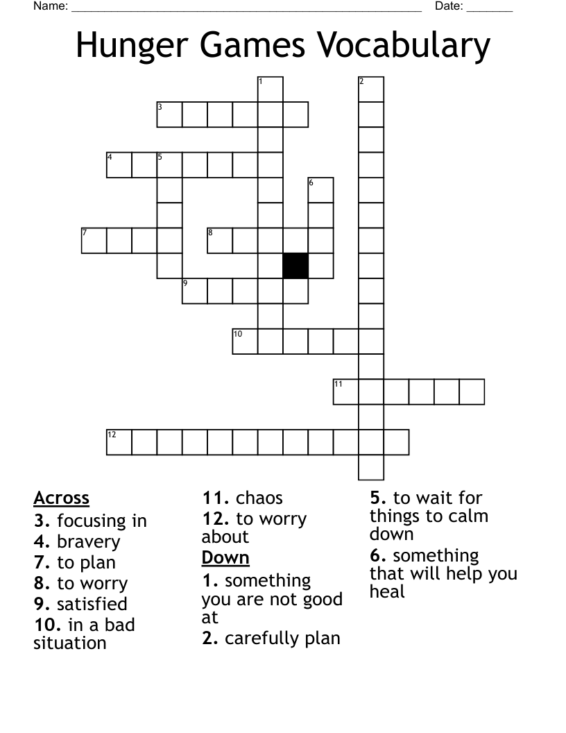 Hunger Games Vocabulary Crossword