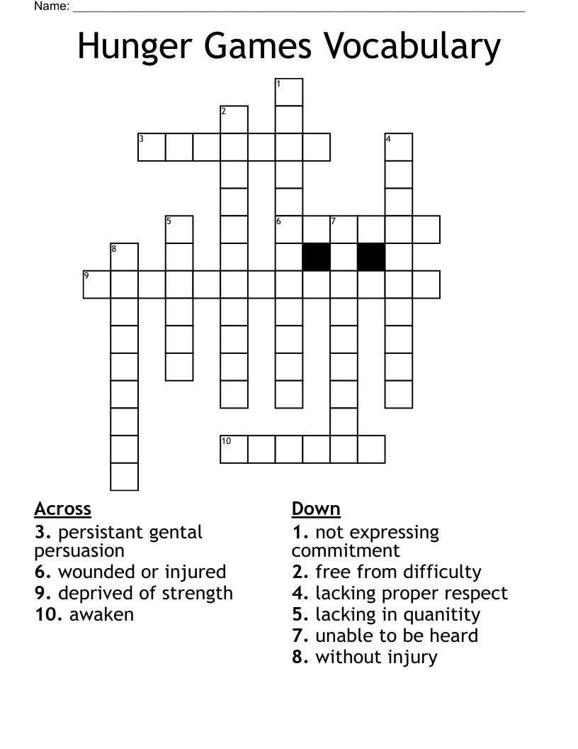Hunger Games Vocabulary  Crossword