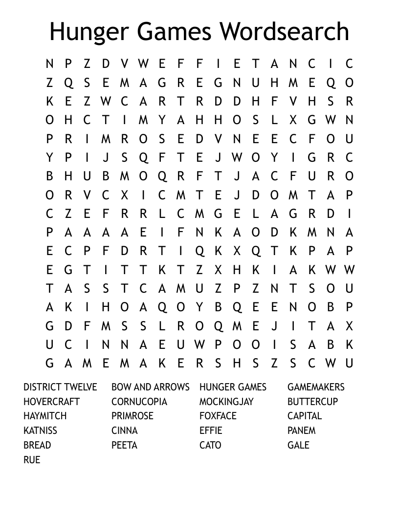Hunger Games Wordsearch