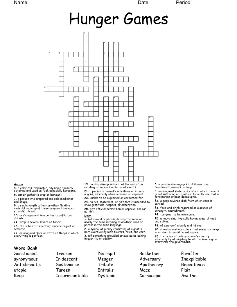 Hunger Games  Crossword