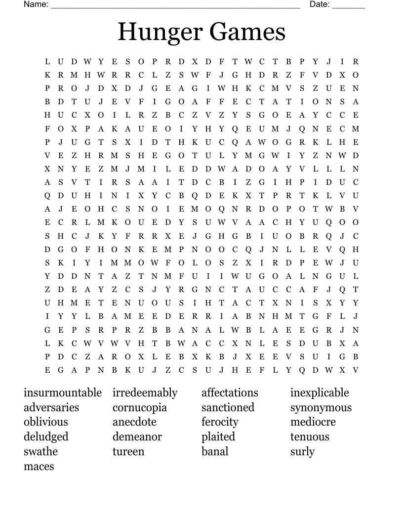Hunger Games  Word Search