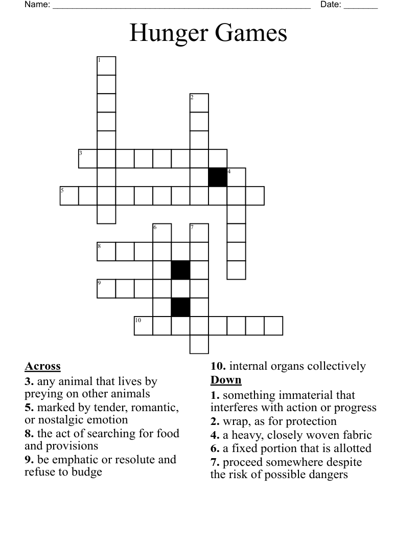 Hunger Games  Crossword