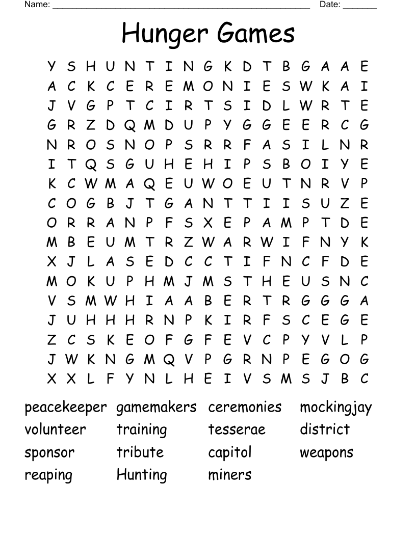 Hunger Games  Word Search