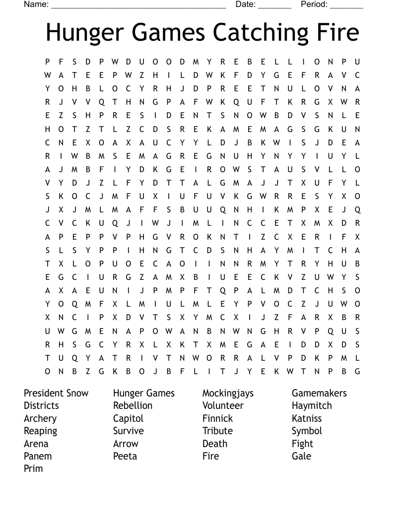 Hunger Games  Catching Fire Word Search
