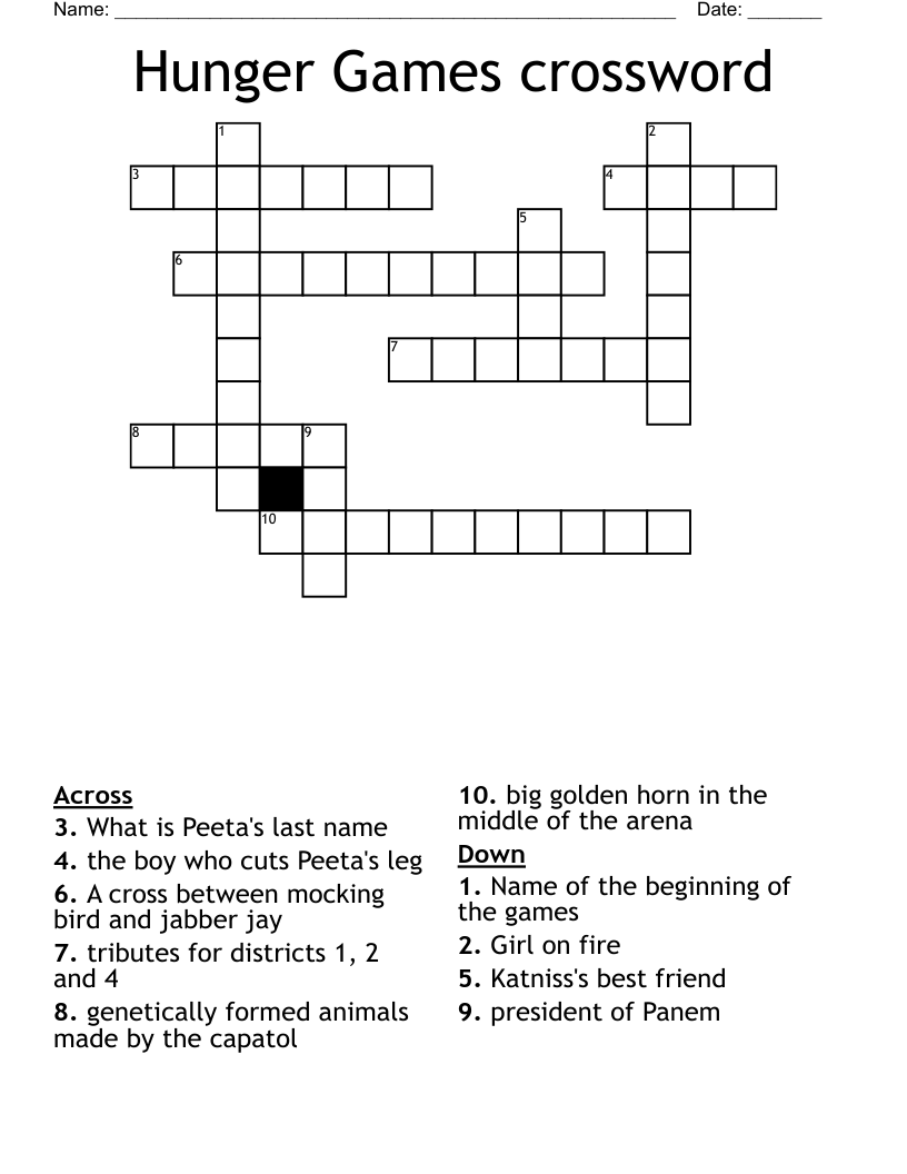 Hunger Games crossword