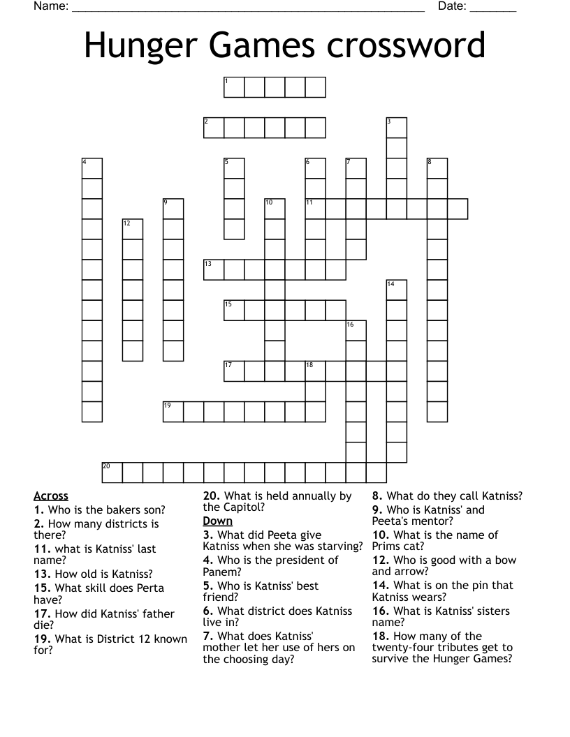 Hunger Games crossword