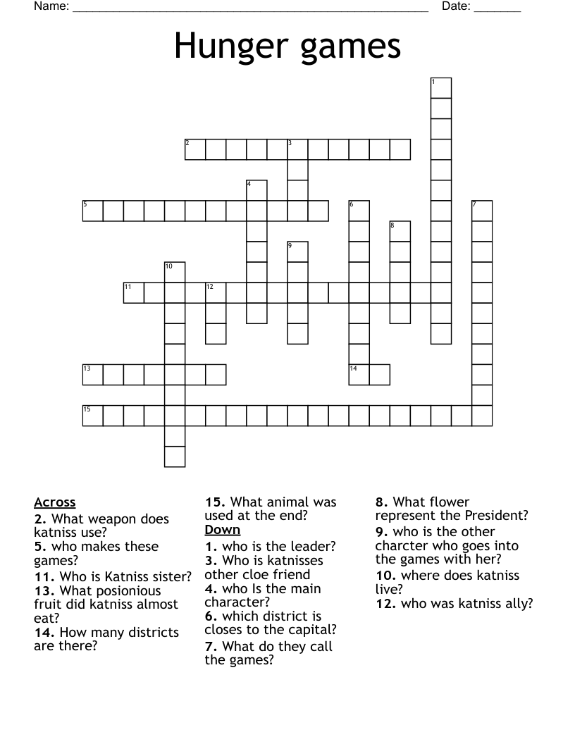 Hunger games Crossword